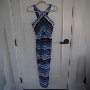 Guess chevron maxi dress blue